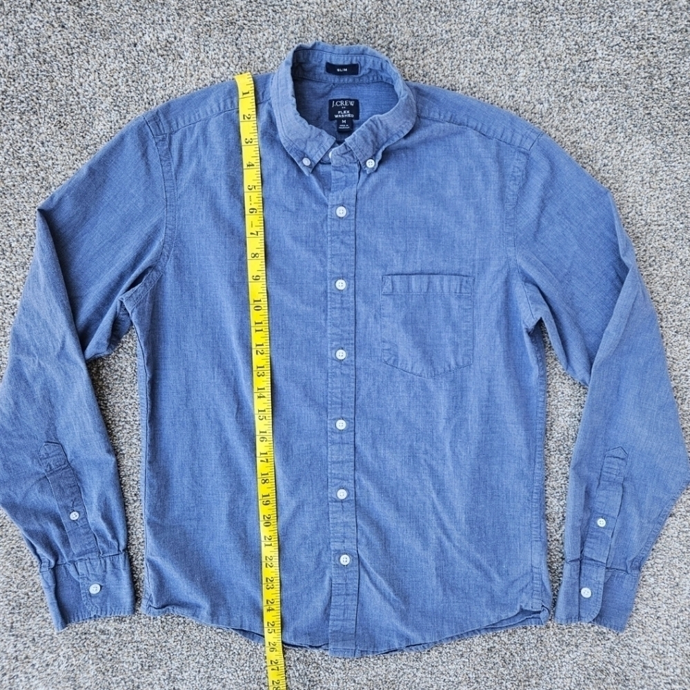 J. Crew Jeans Slim Flex Washed Muted Blue Long Sleeve Button Down Shirt Men's M - Picture 4 of 12
